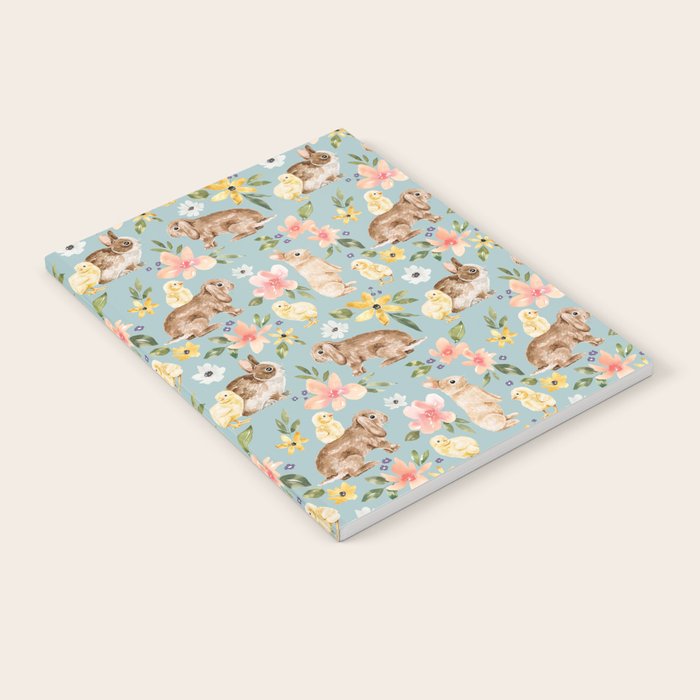 Blue Easter Bunny and Chick Floral Notebook Gallery Image 2