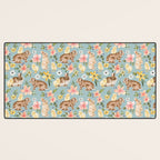 Blue Easter Bunny and Chick Floral Desk Mat Gallery Image 3