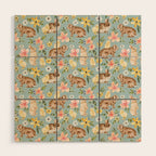 Blue Easter Bunny and Chick Floral Wood Wall Art Gallery Image 1