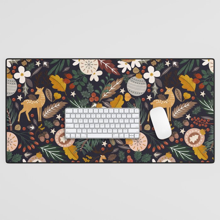 Christmas night forest 10 Desk Mat Gallery Image 1