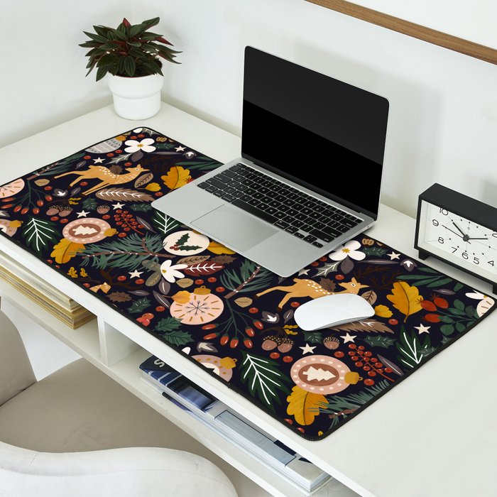 Christmas night forest 10 Desk Mat Gallery Image 2