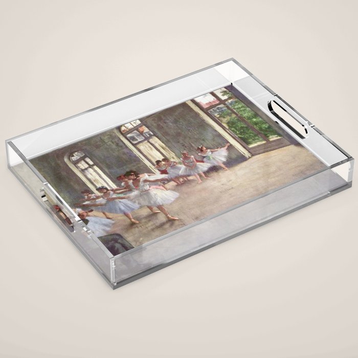 Ballet Rehearsal 1873 By Edgar Degas Reproduction by the Famous French Painter Dance Class Scene Acrylic Tray Gallery Image 1