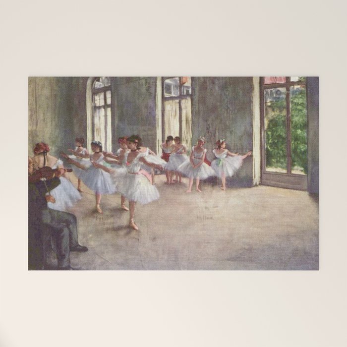 Ballet Rehearsal 1873 By Edgar Degas Reproduction by the Famous French Painter Dance Class Scene Welcome Mat Gallery Image 1