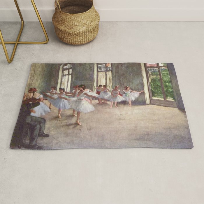 Ballet Rehearsal 1873 By Edgar Degas Reproduction by the Famous French Painter Dance Class Scene Rug Gallery Image 1