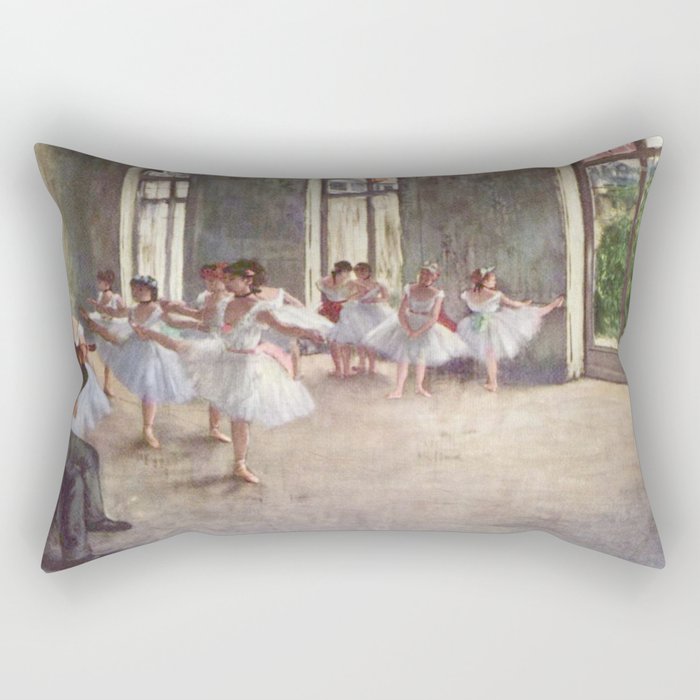 Ballet Rehearsal 1873 By Edgar Degas Reproduction by the Famous French Painter Dance Class Scene Rectangular Pillow Gallery Image 1