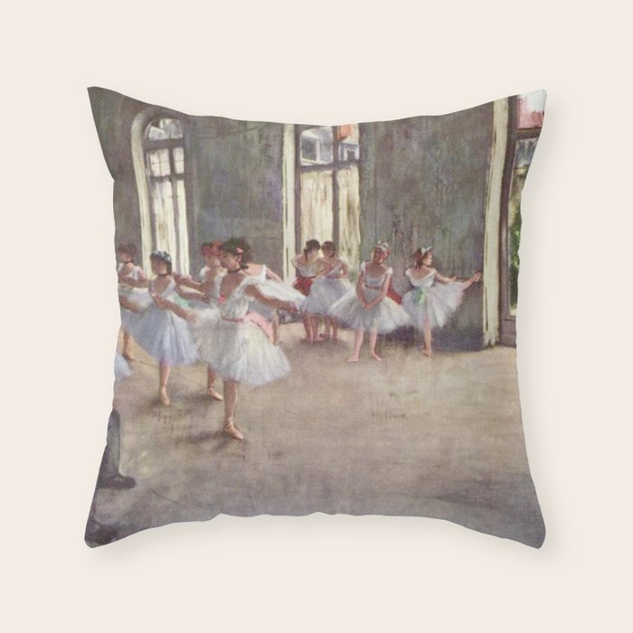 Ballet Rehearsal 1873 By Edgar Degas Reproduction by the Famous French Painter Dance Class Scene Throw Pillow Gallery Image 6