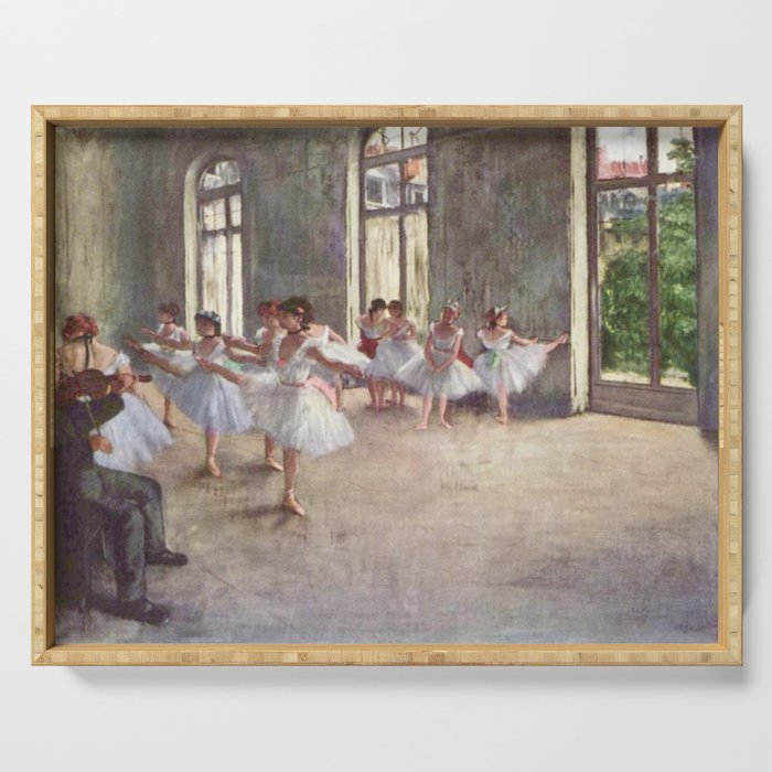 Ballet Rehearsal 1873 By Edgar Degas Reproduction by the Famous French Painter Dance Class Scene Serving Tray Gallery Image 1