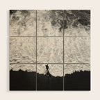 Surfer and Shore - Aerial Ocean Fine Art Print Wood Wall Art Gallery Image 1