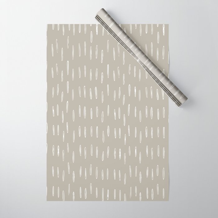 Boho Prints, Raindrops, Beige, Minimalism, Abstract Art Wrapping Paper Gallery Image 1