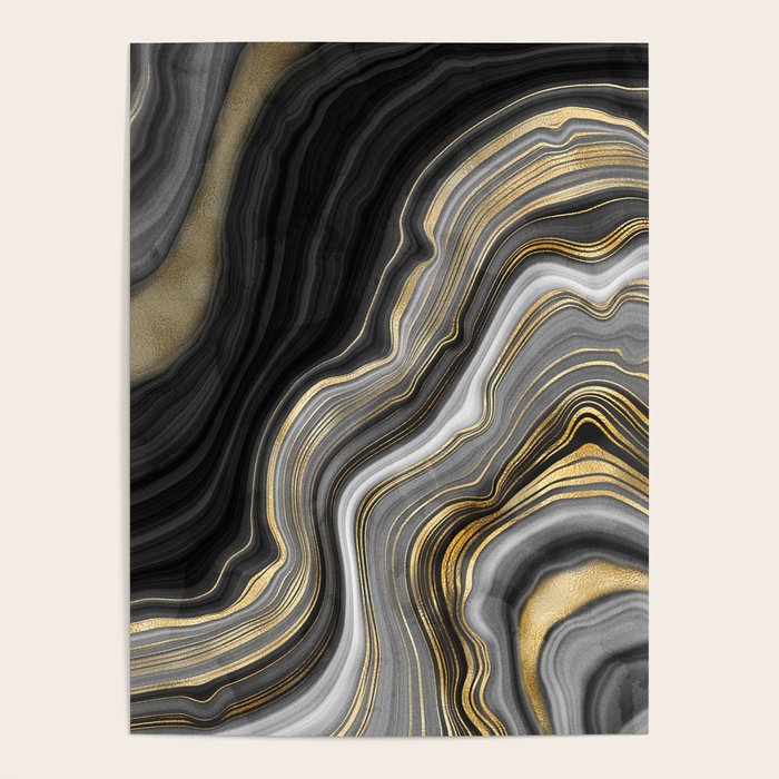 Black & Gold Agate Stone Poster Gallery Image 1