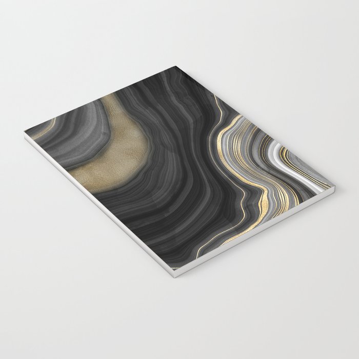 Black & Gold Agate Stone Notebook Gallery Image 3