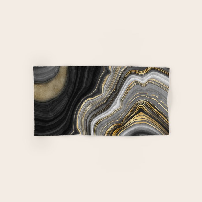 Black & Gold Agate Stone Bath Towel Gallery Image 1