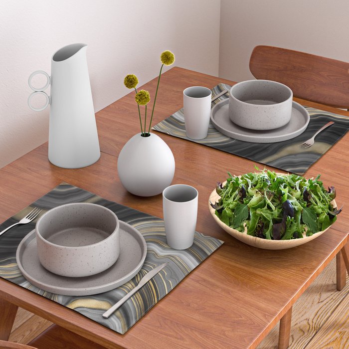 Black & Gold Agate Stone Placemat Gallery Image 2