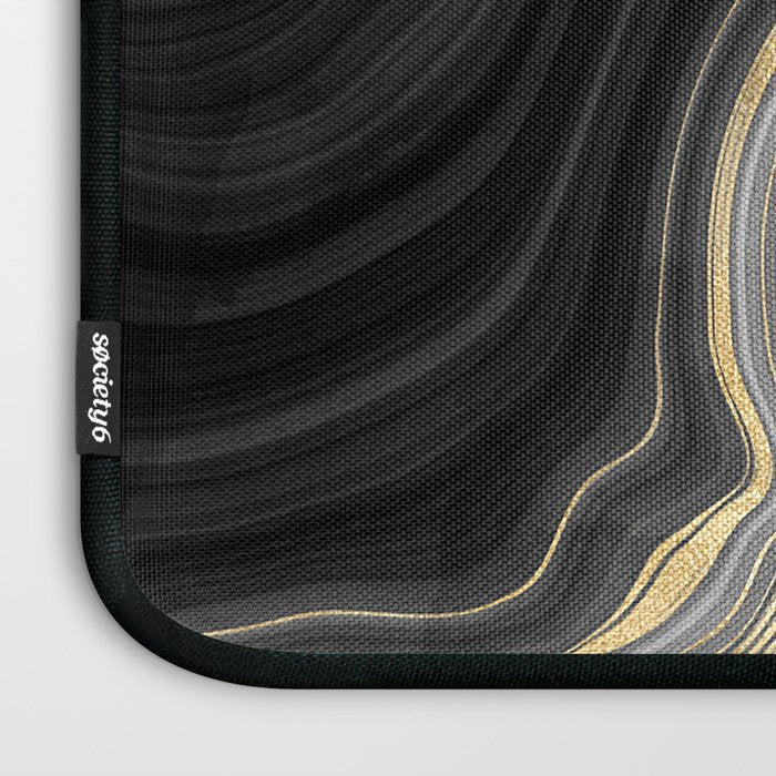 Black & Gold Agate Stone Laptop Sleeve Gallery Image 3