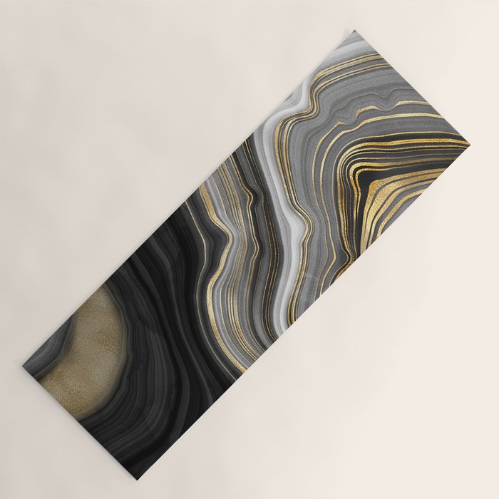 Black & Gold Agate Stone Yoga Mat Gallery Image 1