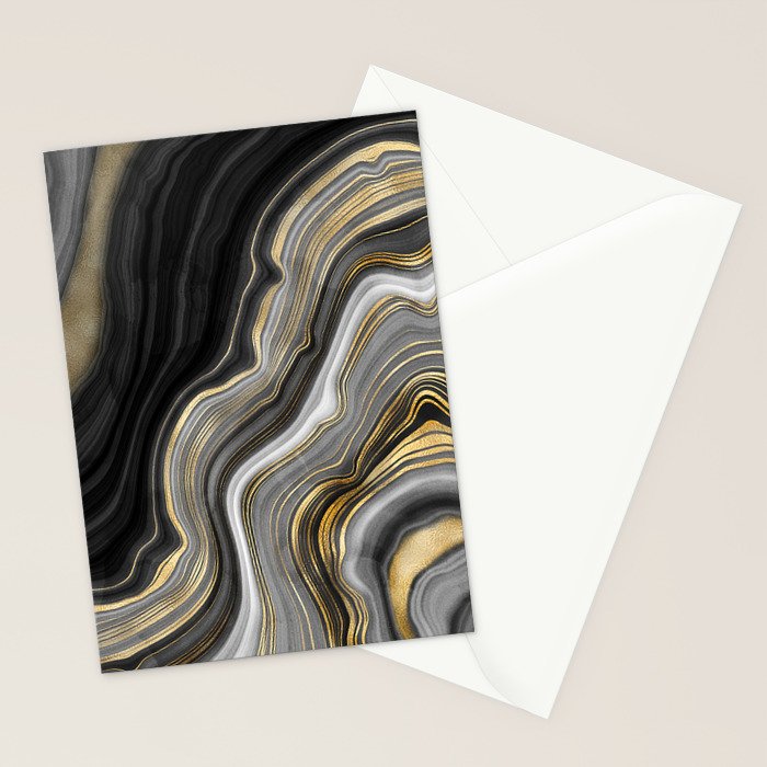 Black & Gold Agate Stone Stationery Card Gallery Image 2
