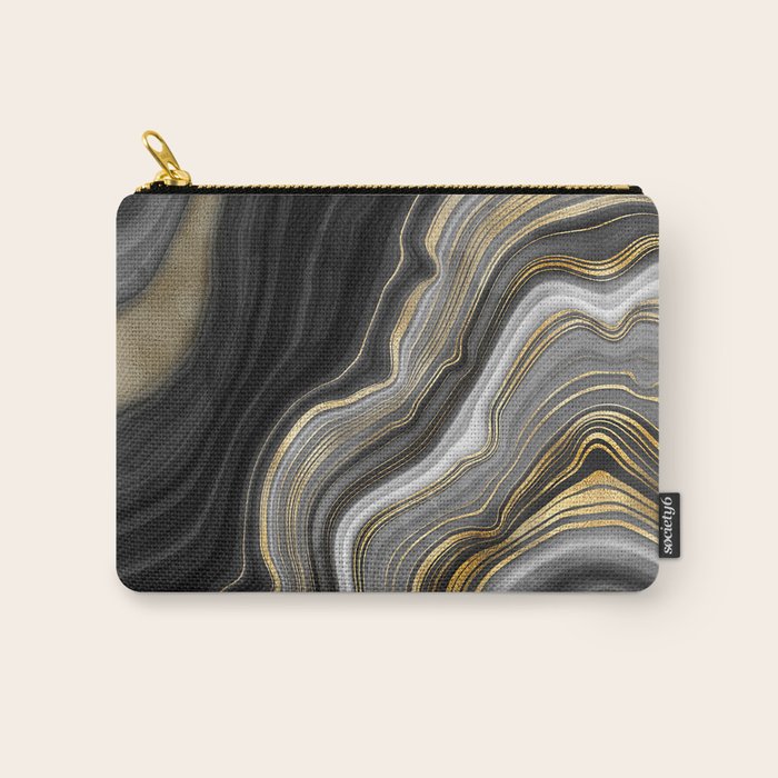Black & Gold Agate Stone Carry All Pouch Gallery Image 1