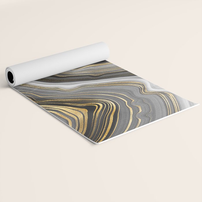 Black & Gold Agate Stone Yoga Mat Gallery Image 2