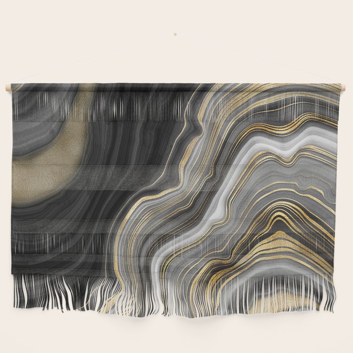 Black & Gold Agate Stone Wall Hanging Gallery Image 1