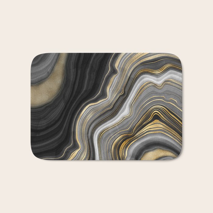 Black & Gold Agate Stone Bath Mat Gallery Image 1
