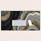 Black & Gold Agate Stone Desk Mat Gallery Image 1