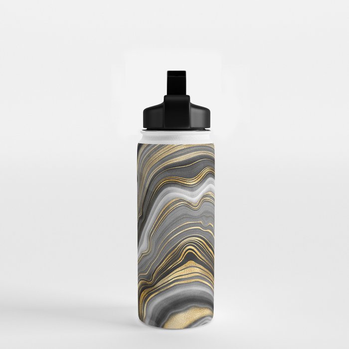 Black & Gold Agate Stone Water Bottle Gallery Image 2