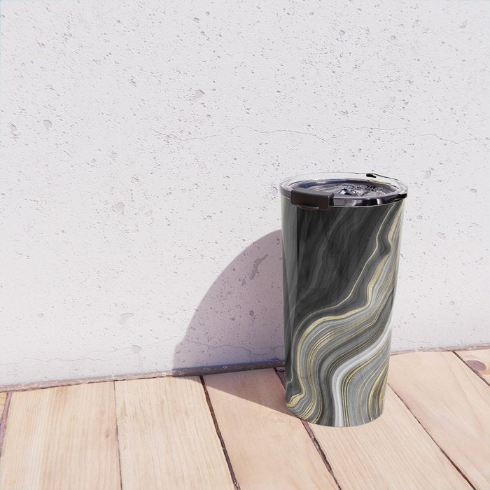 Black & Gold Agate Stone Travel Mug Gallery Image 4