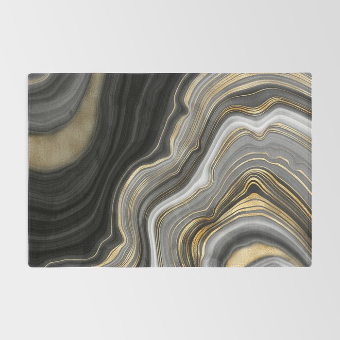 Black & Gold Agate Stone Rug Gallery Image 2
