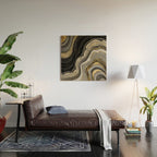 Black & Gold Agate Stone Wood Wall Art Gallery Image 2