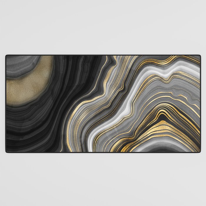 Black & Gold Agate Stone Desk Mat Gallery Image 3