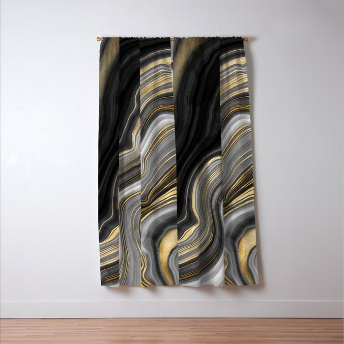 Black & Gold Agate Stone Window Curtain Gallery Image 3