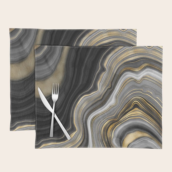 Black & Gold Agate Stone Placemat Gallery Image 1