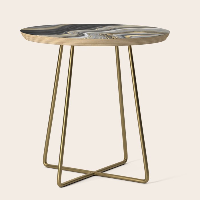 Black & Gold Agate Stone Side Table Gallery Image 1