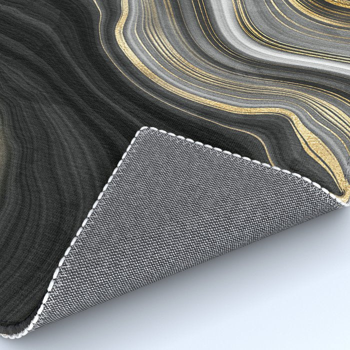 Black & Gold Agate Stone Rug Gallery Image 4
