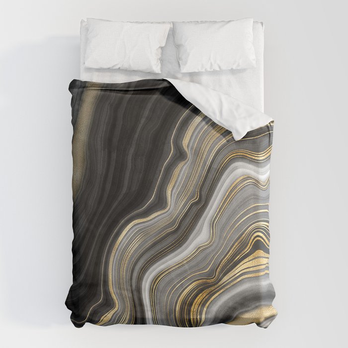 Black & Gold Agate Stone Duvet Cover Gallery Image 6