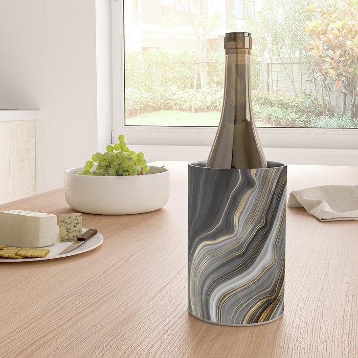 Black & Gold Agate Stone Wine Chiller Gallery Image 4