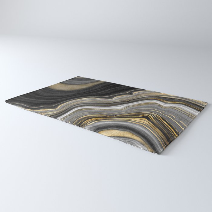 Black & Gold Agate Stone Rug Gallery Image 3