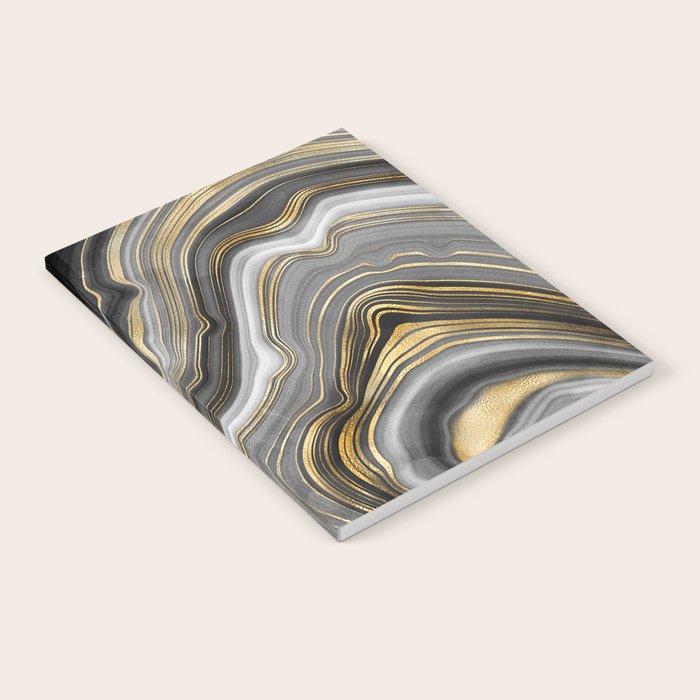 Black & Gold Agate Stone Notebook Gallery Image 2