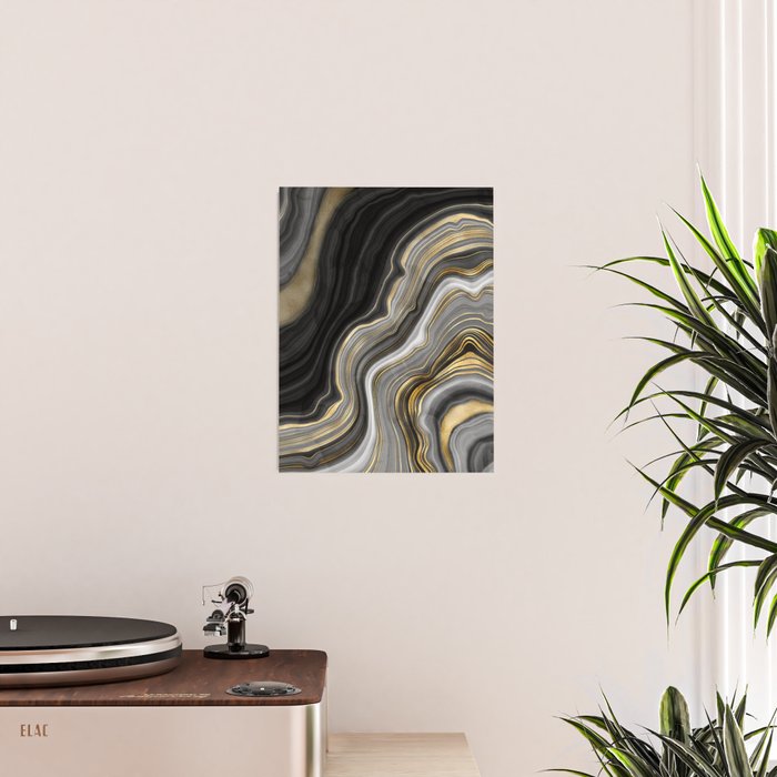 Black & Gold Agate Stone Poster Gallery Image 2