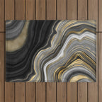 Black & Gold Agate Stone Outdoor Rug Gallery Image 1