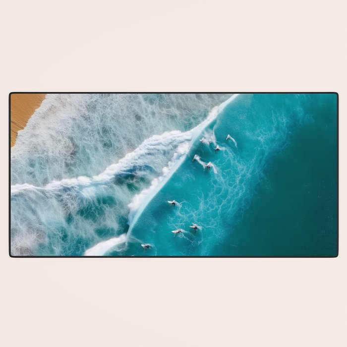 Turquoise Tides - Aerial View of Ocean Waves and Shore Desk Mat Gallery Image 3