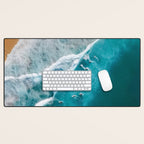 Turquoise Tides - Aerial View of Ocean Waves and Shore Desk Mat Gallery Image 1