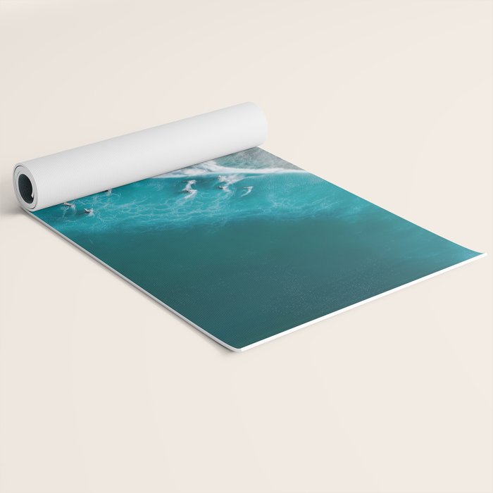 Turquoise Tides - Aerial View of Ocean Waves and Shore Yoga Mat Gallery Image 2