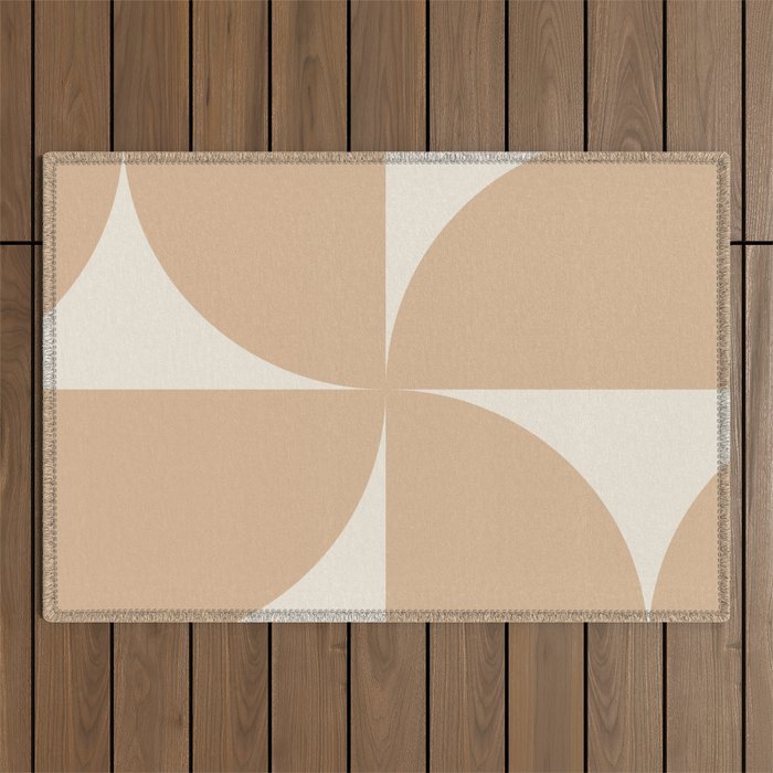 Bauhaus Mid Century Modern Geometric X Neutral Beige Outdoor Rug Gallery Image 1