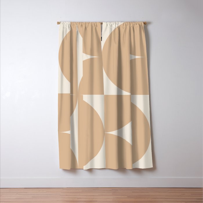 Bauhaus Mid Century Modern Geometric X Neutral Beige Window Curtain Gallery Image 3