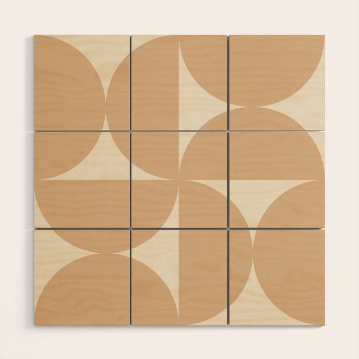 Bauhaus Mid Century Modern Geometric X Neutral Beige Wood Wall Art Gallery Image 1
