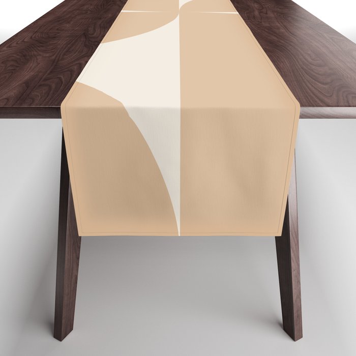 Bauhaus Mid Century Modern Geometric X Neutral Beige Table Runner Gallery Image 1