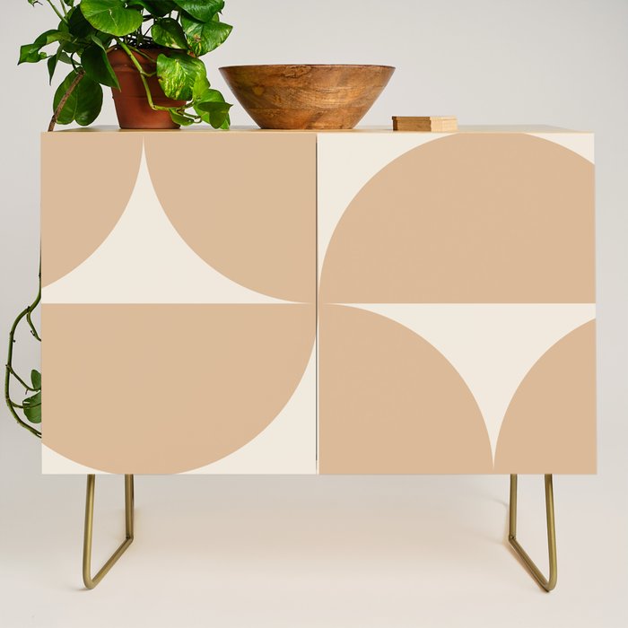 Bauhaus Mid Century Modern Geometric X Neutral Beige Credenza Gallery Image 1