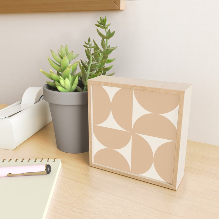 Bauhaus Mid Century Modern Geometric X Neutral Beige Mini Art Print Gallery Image 2