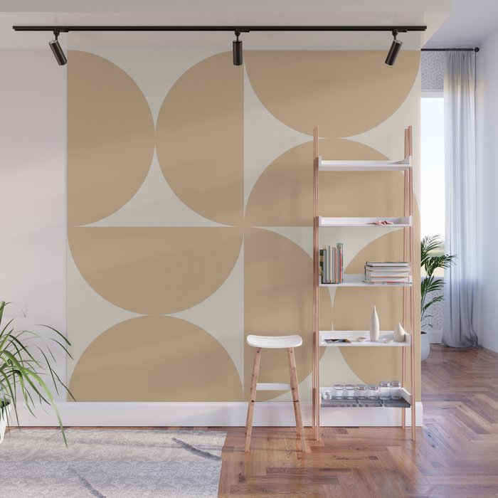 Bauhaus Mid Century Modern Geometric X Neutral Beige Wall Mural Gallery Image 1